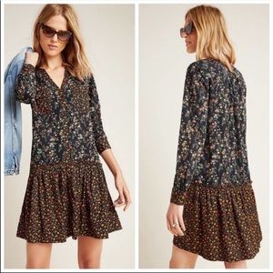 Anthropologie Black Floral Mini Dress